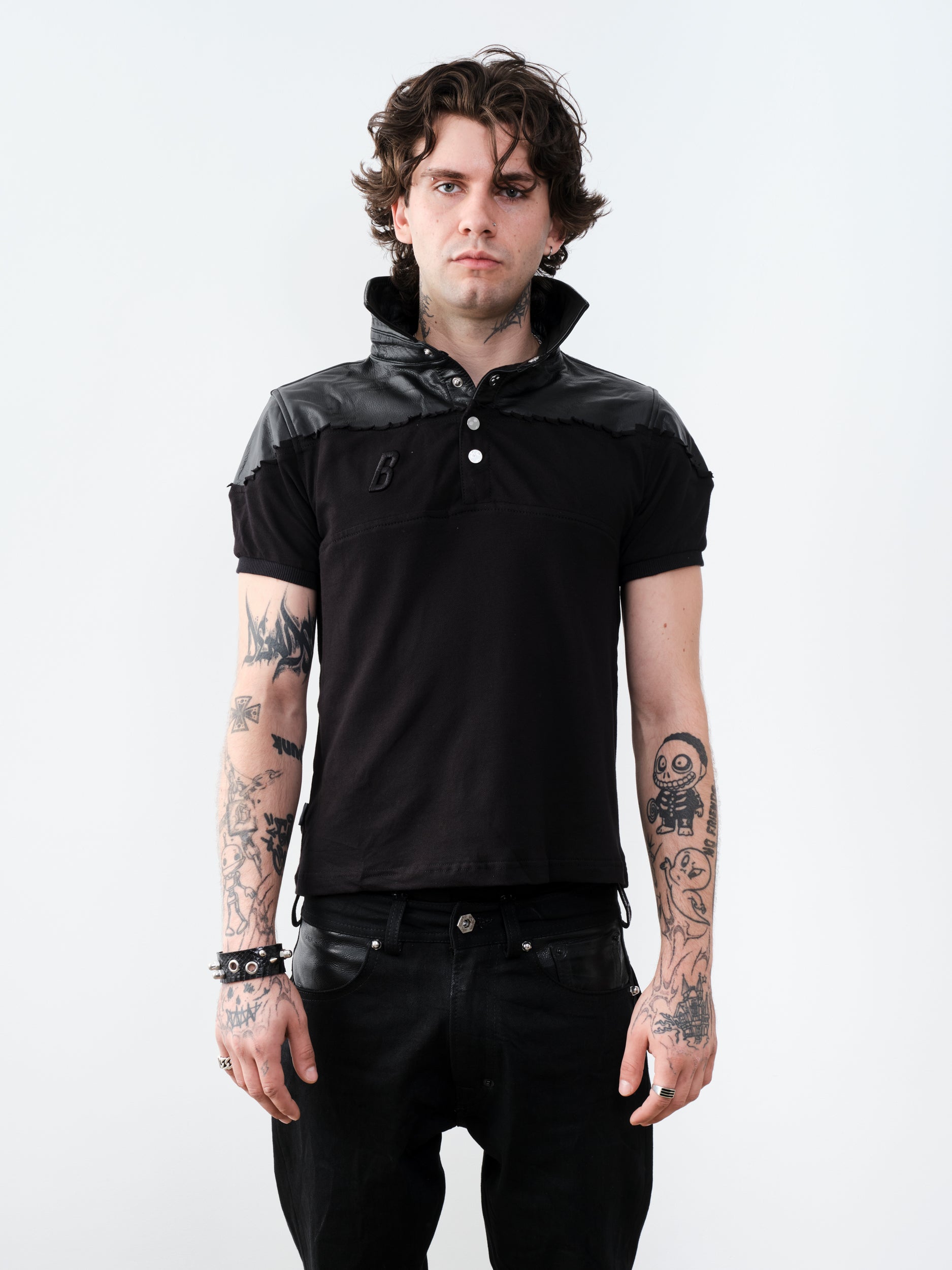 THE LEATHER DIPPED POLO BLACK