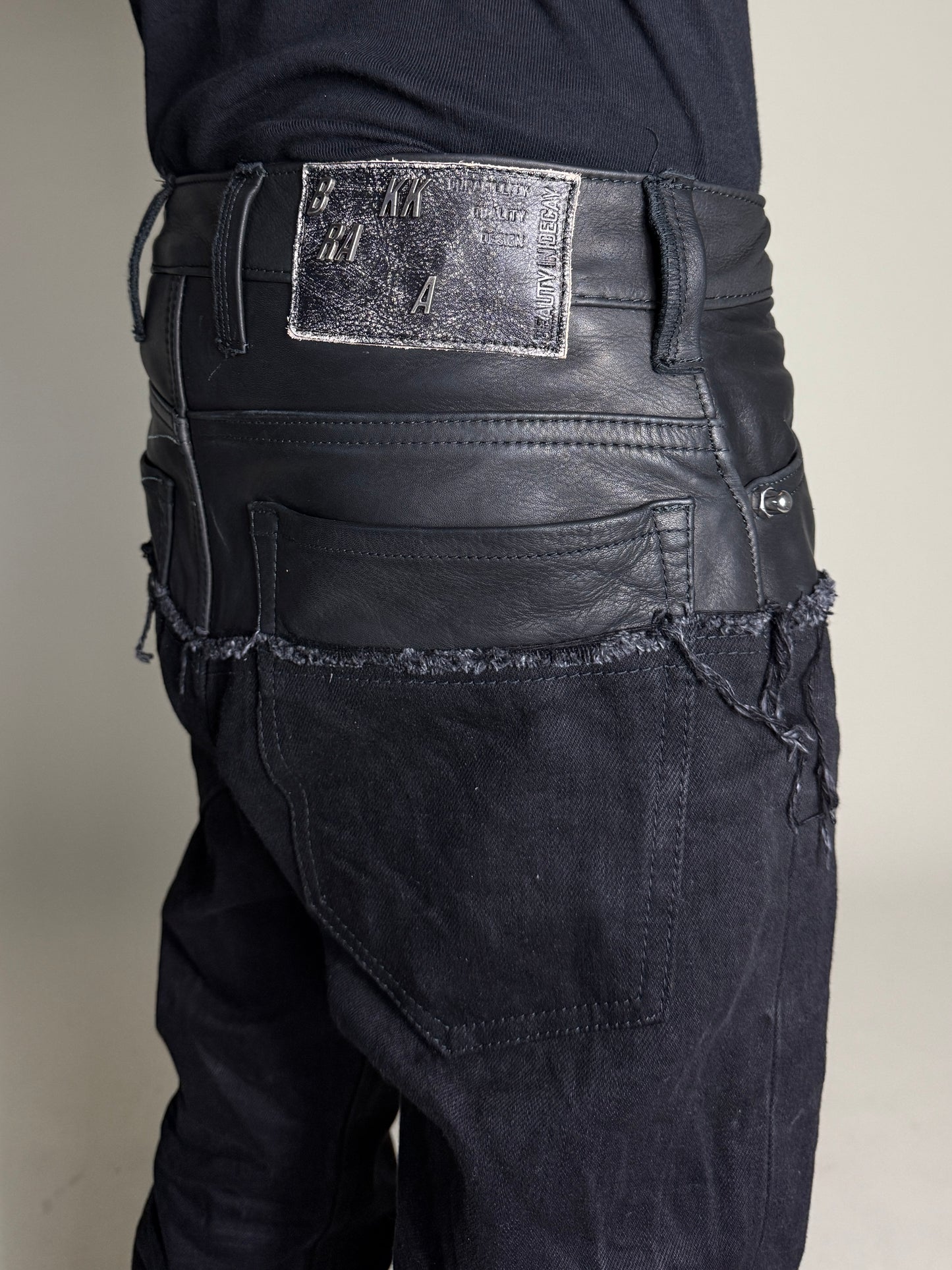 Leather dipped Selvedge Denim flare